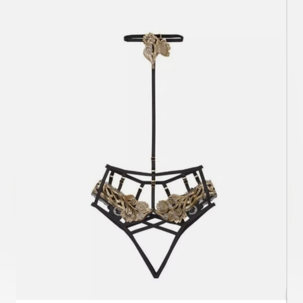 Victoria's Secret Very Sexy black and gold lingerie, size M